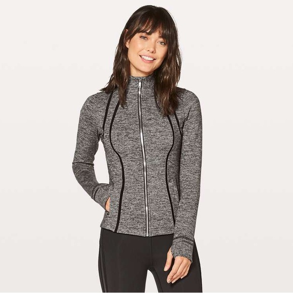 Lululemon Define Jacket Heathered Black Wing Mesh Full Zip Women Size 10 W4AN0S - Picture 1 of 10